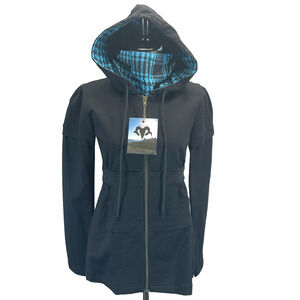 Mo Blends Global Gear Womens M Hood Sweater Jacket Streetwear Dark Academia Goth